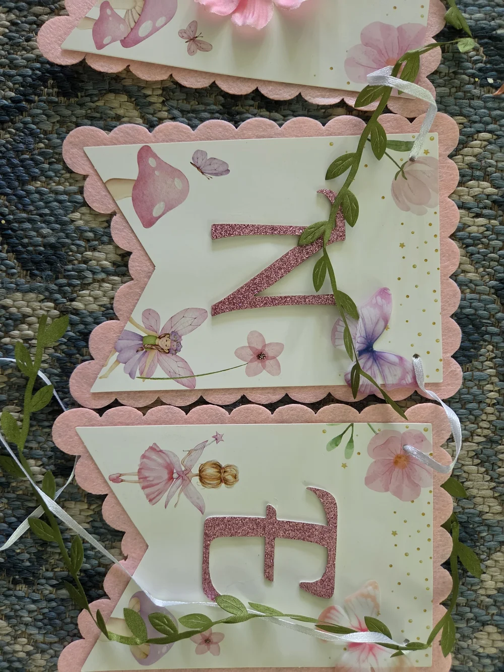 Pink Floral Party Banner Garland - Home Party Supplies